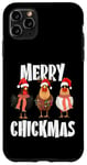 Coque pour iPhone 11 Pro Max Merry Chickmas Chapeau de Père Noël lumineux Motif poule