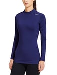 BALEAF Gym Tops Women Thermal Long Sleeve Shirts Warm Running Training Hiking Ski Base Layer Navy XS