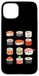 Coque pour iPhone 15 Plus Visages de sushis kawaii mignons type japonais de suchi amateur de nourriture