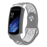 Samsung Gear Fit2 Pro kaksivärinen pehmeä silikoni kellon ranneke hihna - Harmaa / Valkoinen Monivärinen