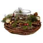 Christmas Table Centrepiece 22cm Twig and Glass Jar Candle Holder - Natural