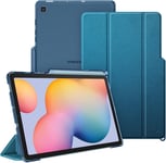 Coque Pour Samsung Galaxy Tab S6 Lite 10.4 Pouces 2024/2022/2020 - [Rangement De Stylet] Etui Arrière Transparent Givré,Housse Fine Et Légère Pliable,Bleu Foncé(Q90)