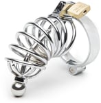 Impound Corkscrew Silver Male Chastity Device Orgasm Denial Steel Penis Cage CBT