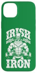 Coque pour iPhone 14 Plus Irlandais Iron Funny St Patrick Day Leprechaun Gym Fitness