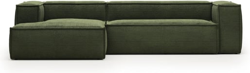 Blok, Chaiselong sofa, Venstrevendt, grøn, H69x300x174 cm, fløjl