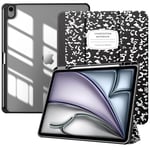 TiMOVO Coque pour Nouvel iPad Air 13 Pouces (M2) 2024 avec Porte-Stylet, Étui Fine Mise en Sommeil/Réveil Auto, Housse Arrière Transparente avec Support pour iPad Air 13, Cahier Noir