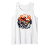 two anime koi fish asian carp lucky goldfish sunset waves Tank Top