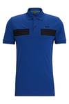 BOSS Mens Paule 2 Cotton-Blend Slim-fit Polo Shirt with Striped Tape Blue