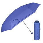 PERLETTI Mini Parapluie Femme Pliant Couleur Unie Bleu Violet - Petit Parapluie Super Compact de Poche Ultra Léger - Ombrelle Dame Ouverture Manuelle Coupe Vent - Diamètre 90 cm (Indigo)