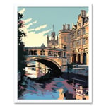 Bridge of Sighs Cambridge University on Cam River Art Print Framed Poster Wall Decor 12x16 inch