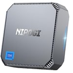 NiPoGi AK2 Plus Mini PC Ιntel Alder Lake-N100(jusqu'à 3,40 GHz, TDP 6 W), 16Go DDR4 512Go M.2 SSD Mini Ordinateur de Bureau, 2x HDMI 4K UHD Double écran Tour PC avec VESA/RJ45/Double WiFi pour Bureau.