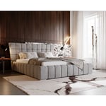 Lit Double 180x200 Deluxe - Lit Glamour, Chesterfield Lit Double avec Tiroir de Lit - Gris (Magic Velvet 2217)