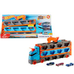 Hot Wheels Super Transporteur Extensible, Piste Camion pour Ranger Jusqu’à 20 véhicules, 3 Voitures incluses, Emballage fermé, Jouet pour Enfant, HGH33