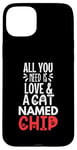 Coque pour iPhone 15 Plus Design avec puce de nom de chat – All You Need is Love !