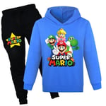 Barn Pojkar Super Mario Hoodie Tröja Pullover Byxor 2-dels Set dark blue 140cm