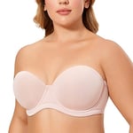 DELIMIRA Femme Soutien Gorge sans Bretelles Grande Taille Bandeau à Armature Bretelle Multiple Rose fumée 105C