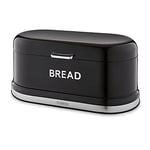 Tower T826170NOR Belle Bread Bin with Embossed Chrome Lettering, Noir, Steel, Black