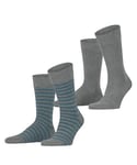 ESPRIT Men's Fine Stripe 2-Pack M SO Cotton Patterned 2 Pairs Socks, Opaque, Grey (Marengo 3391), 5.5-8 (Pack of 2)