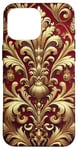 Coque pour iPhone 16 Pro Max Motif baroque rouge et beige royal