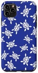 Coque pour iPhone 11 Pro Max Joli motif floral tortue de mer bleu marine corail et coquillage