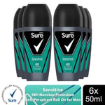 Sure Men Antiperspirant 48H Protection Roll On Deo Original or Sensitive, 6x50ml