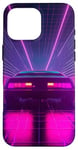 Coque pour iPhone 16 Pro Max JDM Voiture Rétro Années 80 Synthwave Lumières Rétro Voiture