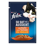 FELIX Nourriture pour Chat Humide en gelée, avec Poulet et Tomate, Lot de 26 (26 x 85 g)