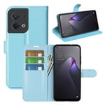 Oppo Reno8 5G Pu Wallet Case [Lightblue]