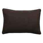 Vent Du Sud - Housse de coussin Lin lavé - Doublé coton lavé - Finition galon noir 'Prélude' Prélude Café - Housse de coussin 40 x 60 cm