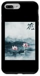 Coque pour iPhone 7 Plus/8 Plus Art sur bois de paysage japonais vintage de fleurs de lotus