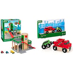 BRIO World Parking Garage for Kids age 3 years and up compatible with all BRIO train sets & World Tow Truck for Kids age 3 years and up compatible with all BRIO train sets