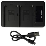 vhbw Chargeur double compatible avec Sony DCR-TRV355, DCR-TRV355E, DCR-TRV360, DCR-TRV361 caméra caméscope action-cam - Station + câble micro-USB