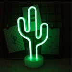 Enseigne lumineuse au led décoration murale veilleuse USB/néon à piles pour noël anniversaire cadeau fête enfants salon décoration de mariage (Cactus)