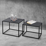 [en.casa] - Lot de 2 Tables Basses Mandal Rectangulaires Métal Noir Mat