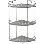 Tendance - Etagere d angle metal 3 plateaux pp a poser ou a fixer - chrome gris