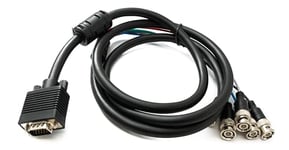 System-S Câble VGA 180 cm HD15 mâle vers 5 BNC RGBHV mâle adaptateur coaxial noir