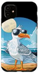 Coque pour iPhone 11 Costume d'oiseau de mer cool avec lunettes de soleil pour oiseaux de vacances