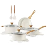 SENSARTE 13 Pièces Lot Poele et Casserole Induction, Céramique Revêtement Antiadhésif, Batterie de Cuisine avec Couvercle, Spatule, Cuillère, Sans PFAS et PFOA