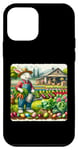 Coque pour iPhone 12 mini Lapin de Pâques rétro avec inscription « Tending A Colorful Garden »
