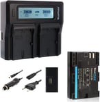 Batterie LP-E6 2000 mAh + double chargeur LP-E6 Dual Charger | Compatible avec Canon EOS 60D 70D 6D 60D 70D 70D 5D Mark 3 || 2 batteries à charge simultanée