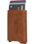 EOAMGO Leather Card Holder, RFID Credit Card Holder, Slim Wallet for Men, Minimalist Bank Card Organisers Protector Case, Light Thin Small Accessories Gadgets Gifts for Men Women(BROWN)