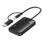 Adaptateur USB 3.0 ou USB C vers Double HDMI pour MacBook Pro/Air Adaptateur USB C vers HDMI 2 Moniteurs avec 4K@30Hz & 1080P@60Hz HDMI Splitter pour Mac et Windows, Thunderbolt 3/4, Lenovo, Thinkpad