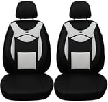 Housses de siège en Cuir synthétique pour sièges de Voiture compatibles avec VW Caddy 2010-2015 conducteur et Passager FB : D108 (Noir/Blanc)