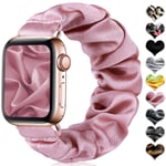 CeMiKa Scrunchie Elastic Strap Compatible with Apple Watch Strap 38mm 42mm 40mm 44mm, Pattern Printed Fabric Wristband Compatible with Apple Watch SE/iWatch Series 6 5 4 3 2 1, 38mm/40mm-M/L Pink