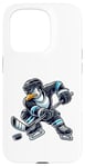 Coque pour iPhone 15 Pro Dessin animé de joueur de hockey pingouin cool