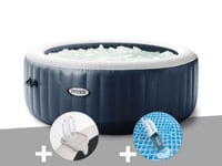 Kit spa gonflable Intex PureSpa Blue Navy rond Bulles 4 places + Porte-verre + Aspirateur