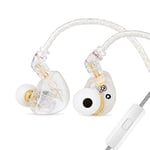 LINSOUL TANGZU Wan'er S.G HiFi Écouteurs intra-auriculaires HiFi 10 mm avec membrane en PET et forme ergonomique, câble tressé OFC à 2 broches amovible pour musiciens DJ scène (blanc, avec microphone)