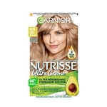 Garnier Nutrisse Creme Blonde Hair Dye Permanent, Up to 100% Grey Hair Coverage, 90% Natural origin formula, No Ammonia, with 5 Fruit Oils Nourishing Hair Mask Conditioner, 8.11 Light Ashy Blonde