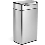 Simplehuman - Poubelle rectangulaire touch-bar 40L code m inox