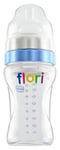 Flori Biberon pour les déplacements - Idéal pour nourrir la nuit - Gourde avec tétine - Sans BPA - Anti-colique - 100% fabriqué en Allemagne - 300 ml - Bleu 20001